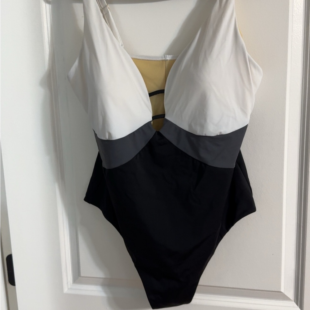 Swimsuits For All Black, Gray, and White One Piece